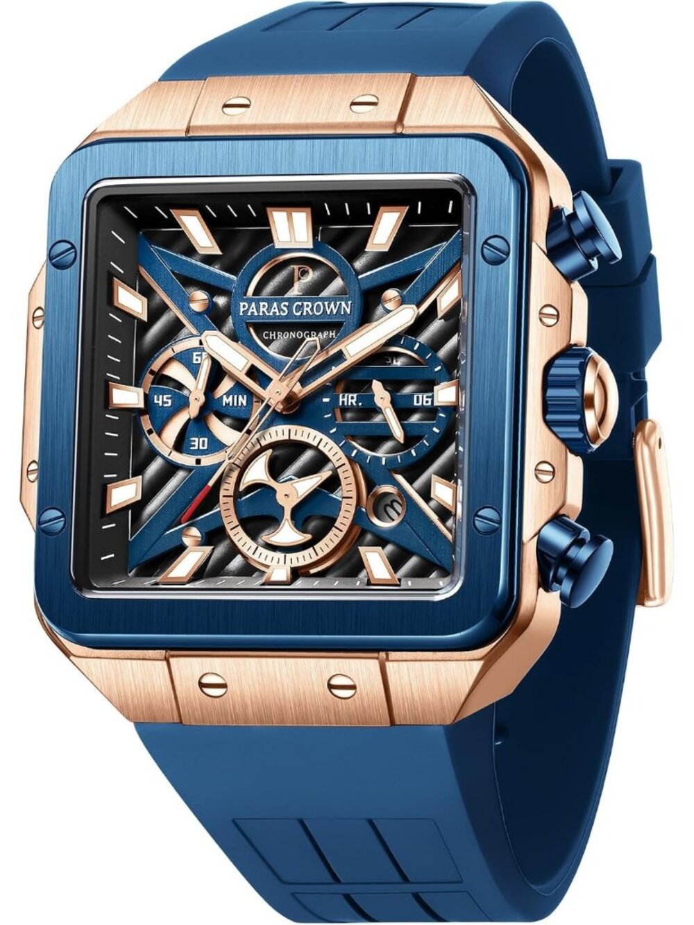 Men's Blue Fashion 5ATM Waterproof Quartz Luxury Chronograph Analog Wrist Watch